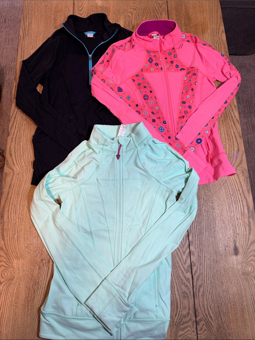 Ivivva Black, Hot Pink & Mint Athletic Zip Jackets